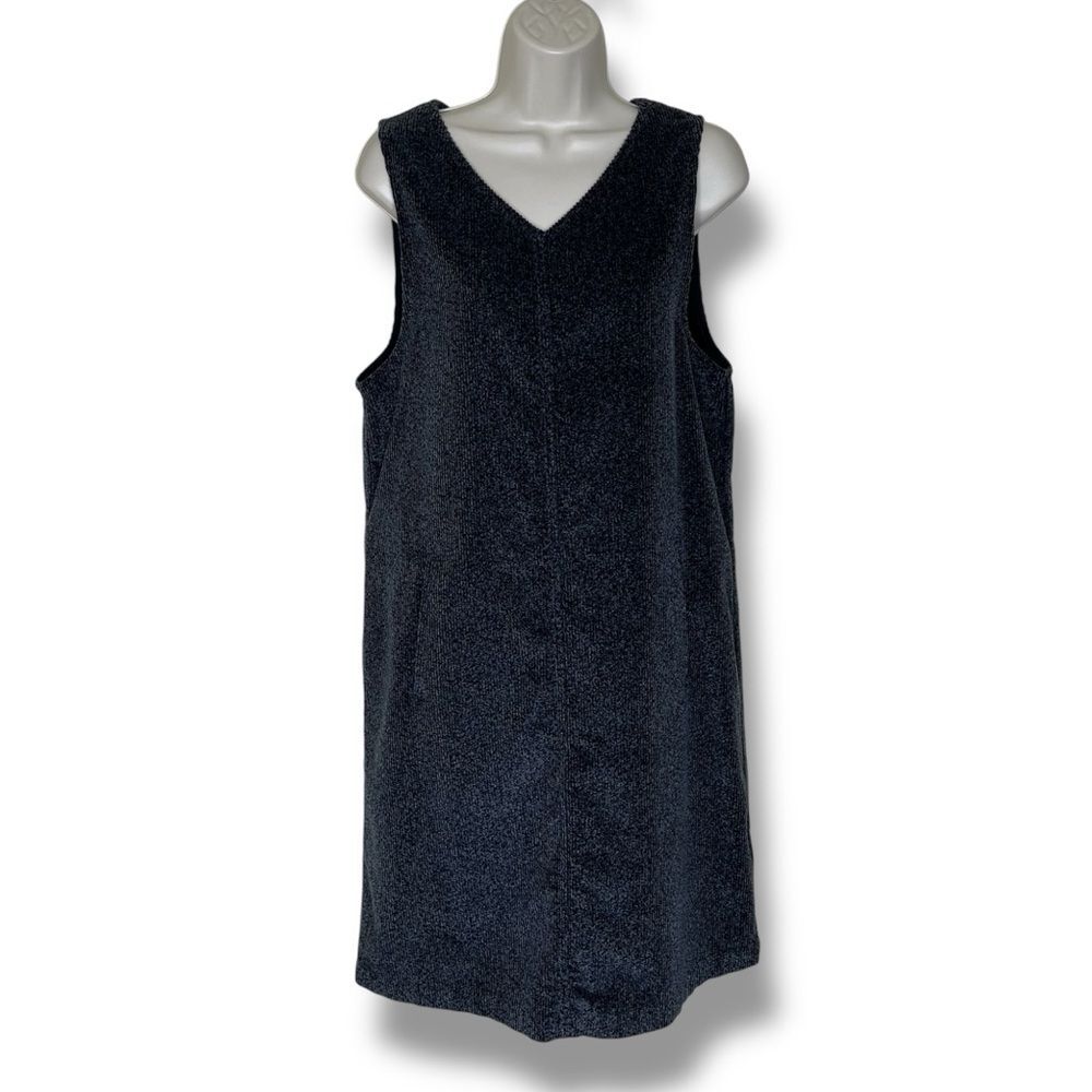 Talbots Corduroy Charcoal Marled Shift Jumper V Neck Sleeveless Back Zip Women 8